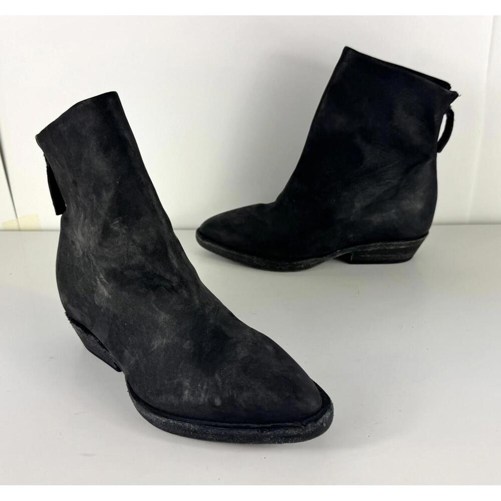 Cinzia Araia Black Leather Asymmetrical Side Zip Short Boots EU 36.5 US 6